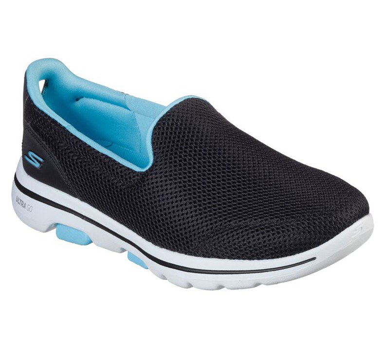 Skechers Gowalk 5 - Fantasy - Womens Slip On Shoes Black/Turquoise [AU-BZ5669]